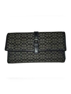 Coach Signature Jacquard Clutch Wallet in Black and Gray
